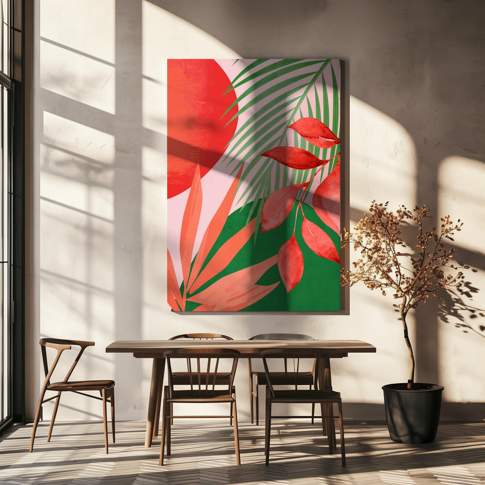 Abstracte kunst tropische tuin | Canvas