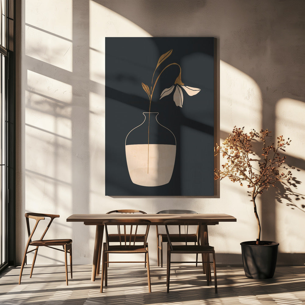 Minimale abstracte kunstvaasbloem | Canvas