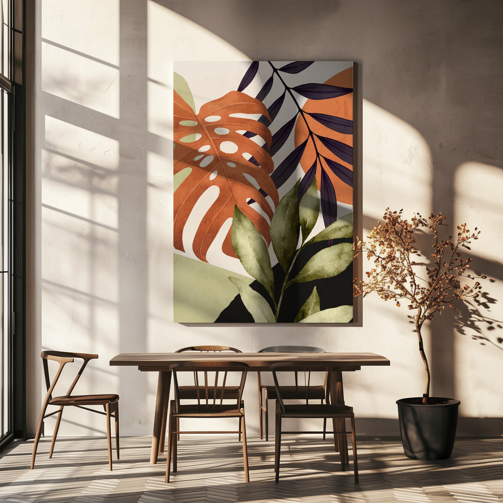 Abstracte kunst tropische bladeren | Canvas