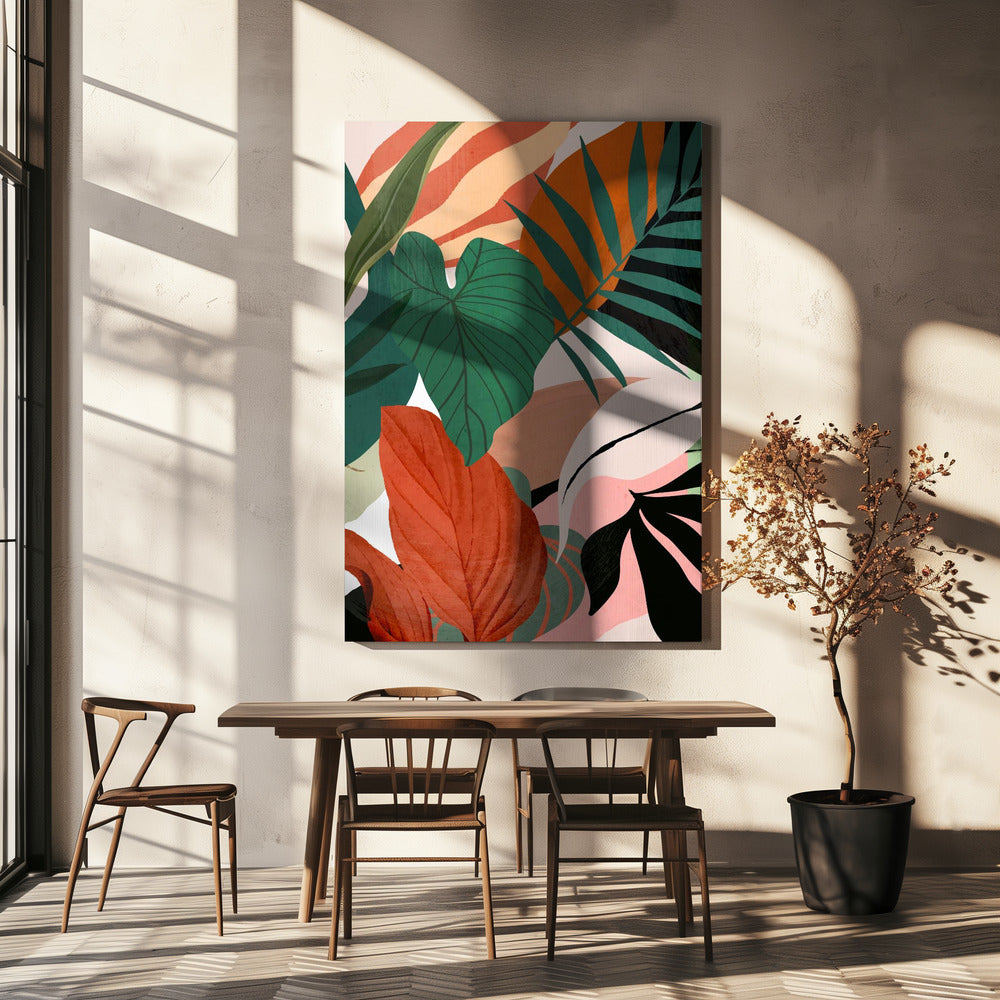 Abstracte kunst tropische bladeren | Canvas
