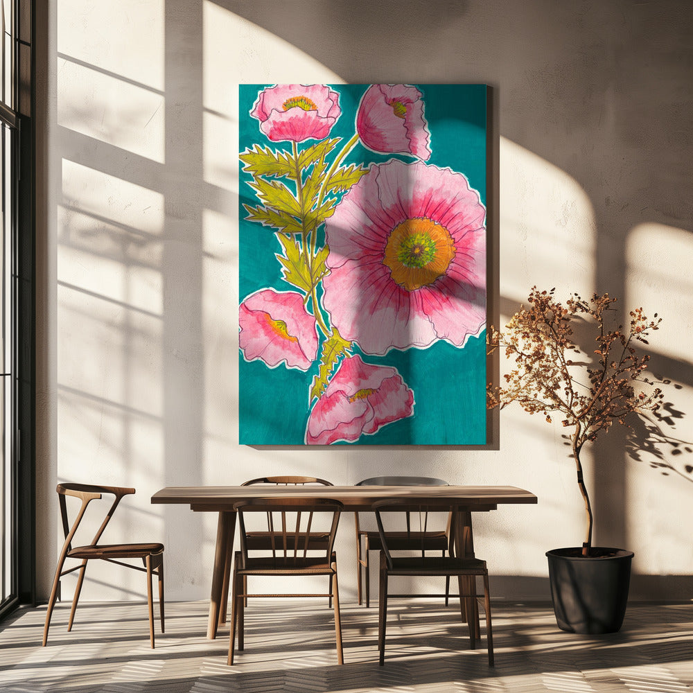 Aquarel bloemen in roze en groen door Alyssa Hamilton Art | Canvas