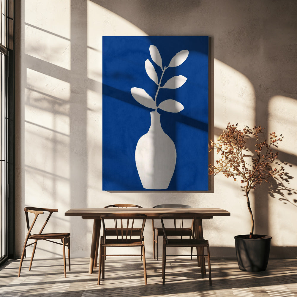 Witte vaas en bladeren | Canvas