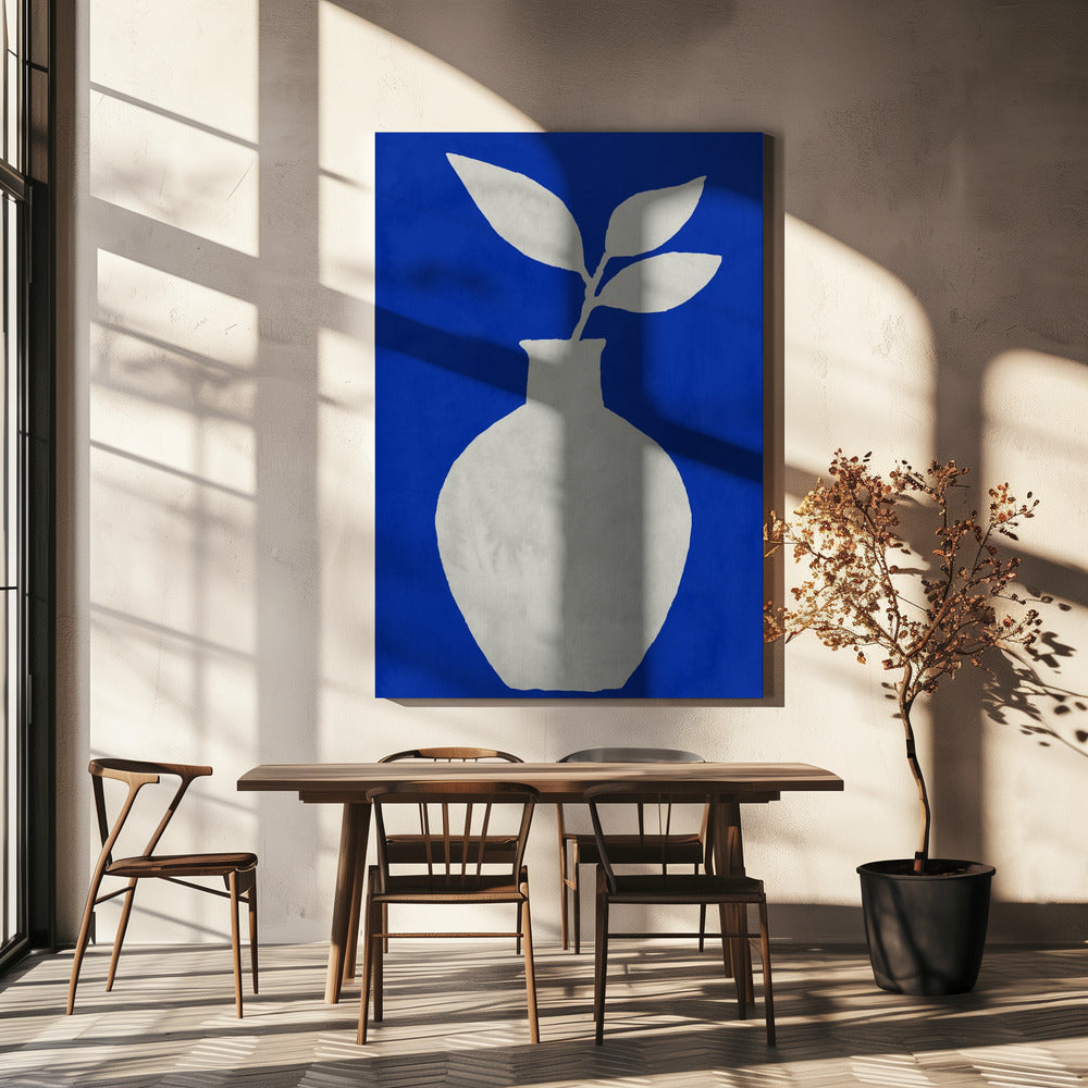 Silhouet van een witte vaas | Canvas