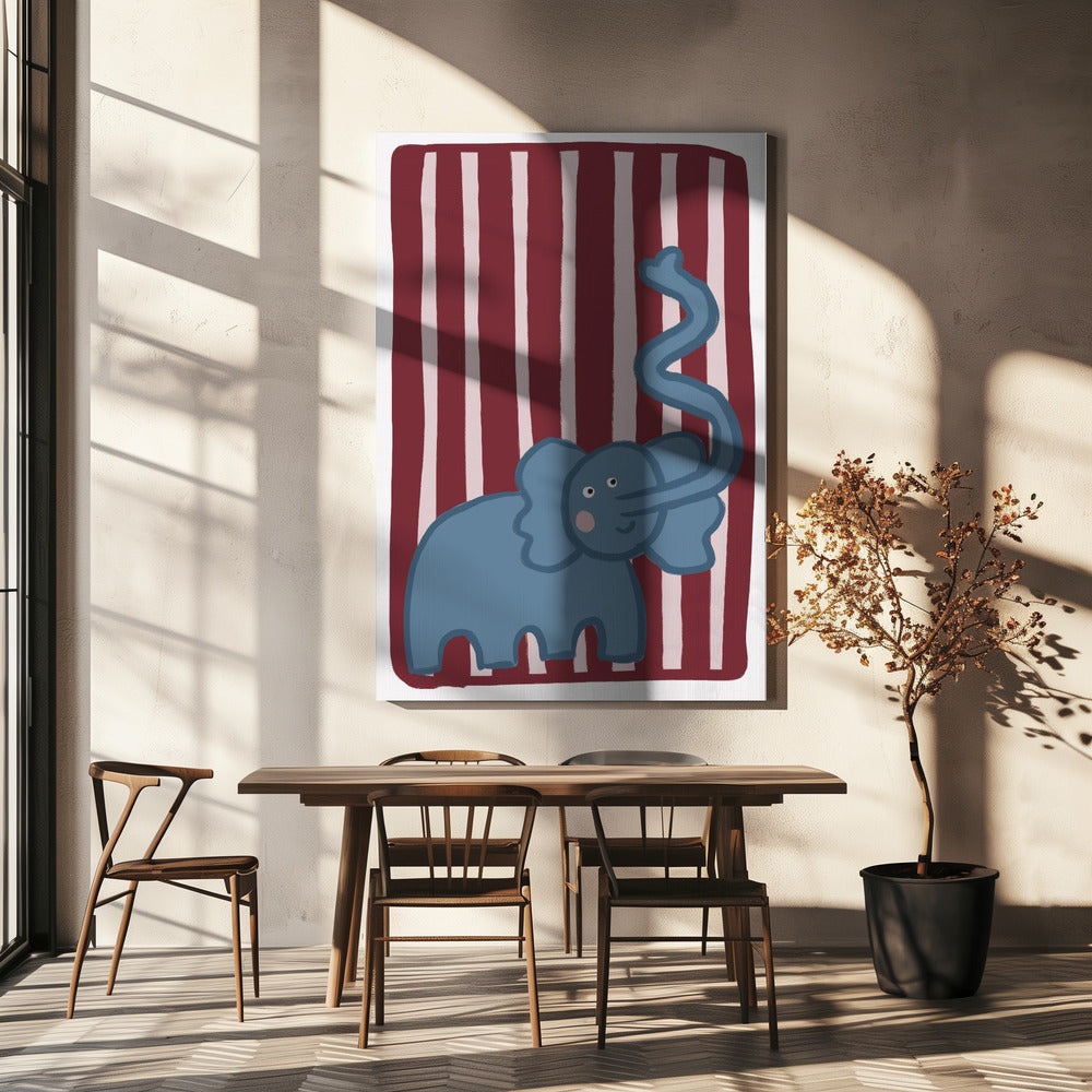 Nieuwsgierige blauwe olifant | Canvas