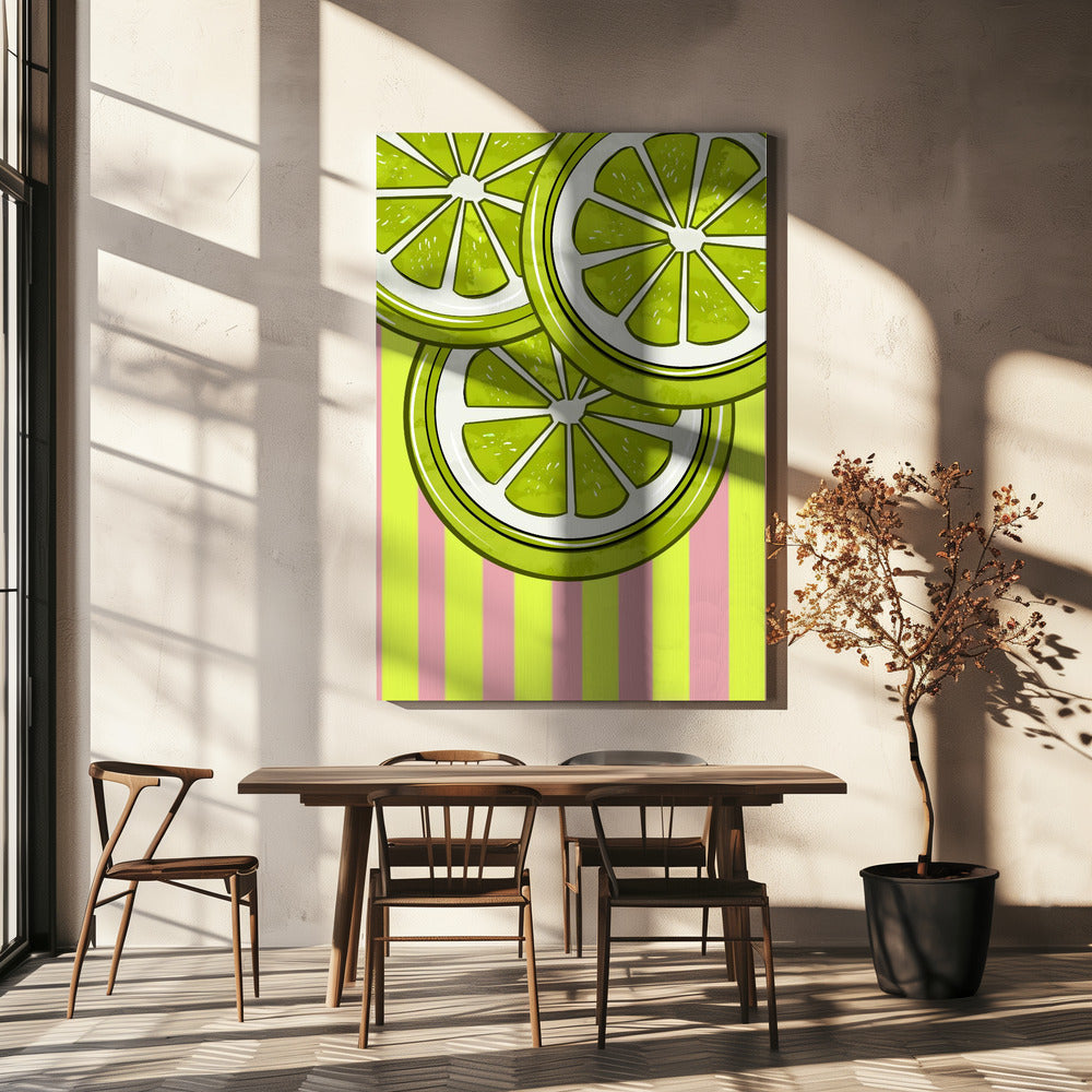 Limoen op roze | Canvas