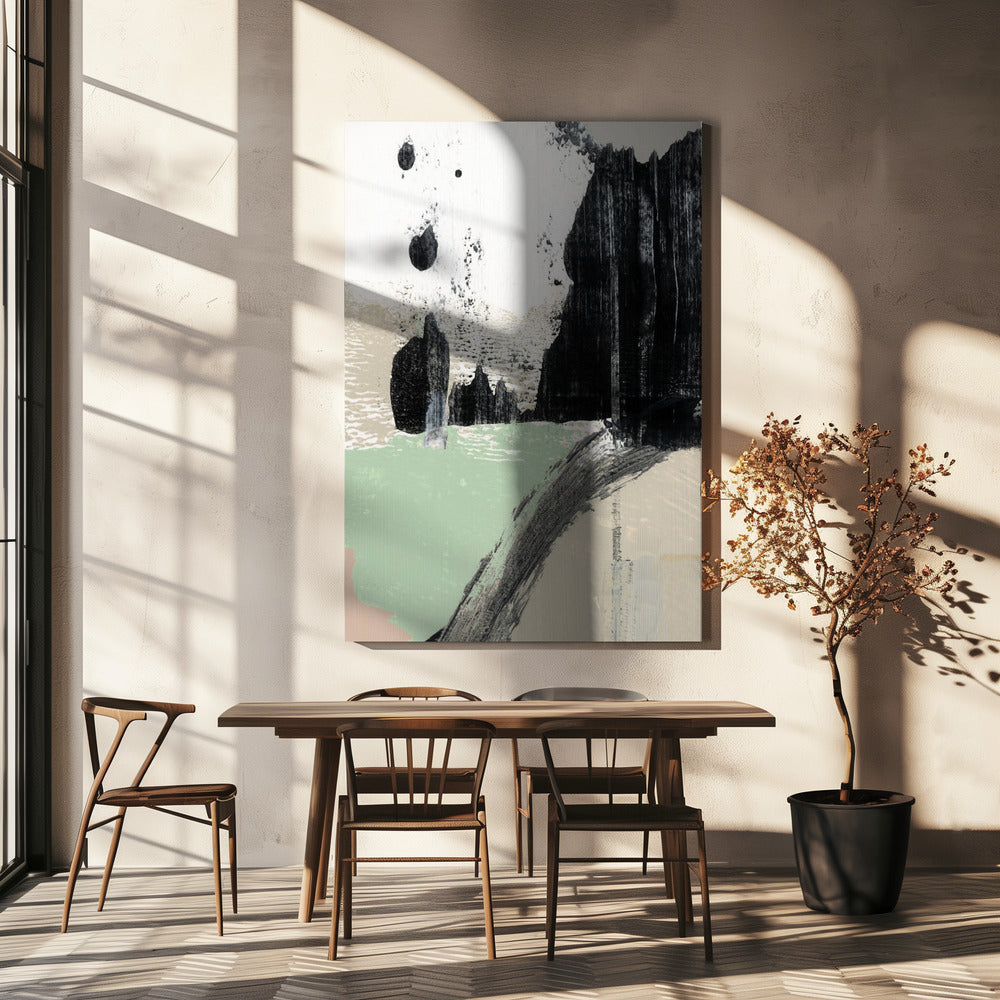 Dynamische penseelstreken en monochrome contrasten | Canvas