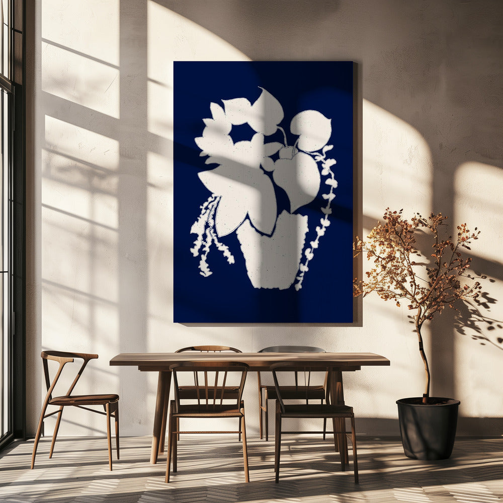 Bloemensilhouet van een plant | Canvas