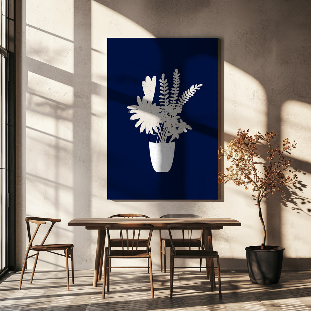 Sepia bloemensilhouet | Canvas