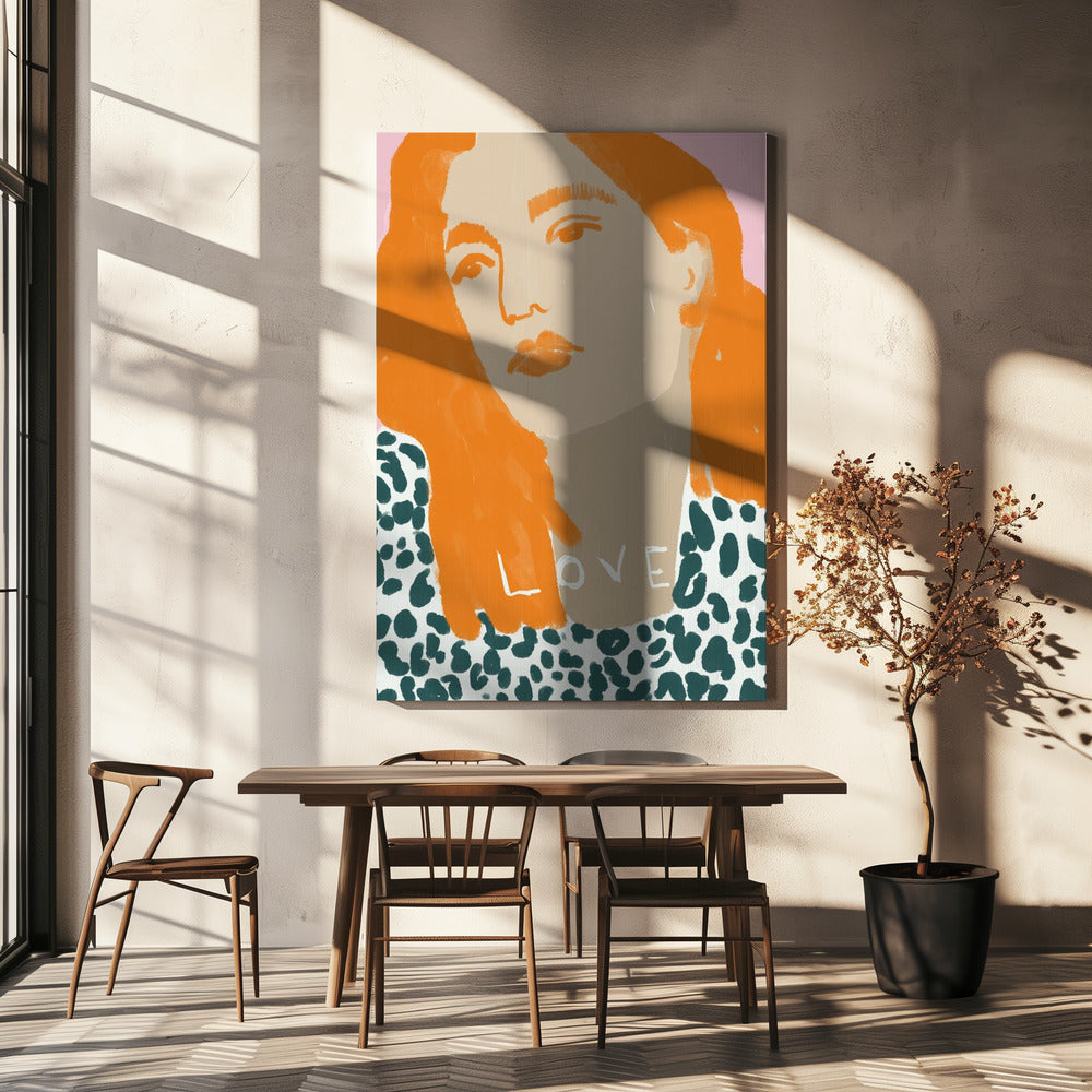 Portret van een vrouw met oranje haar | Canvas