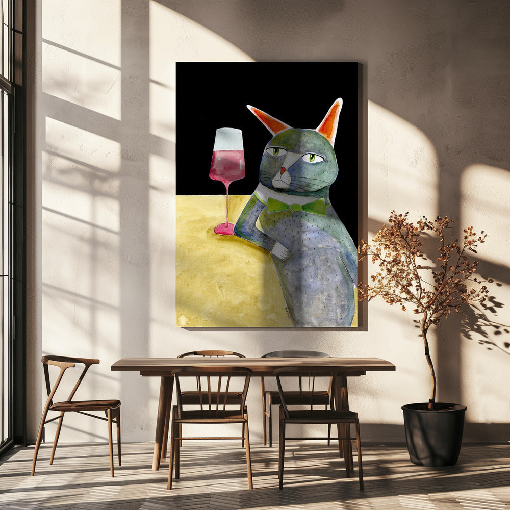 Kat aan de bar | Canvas