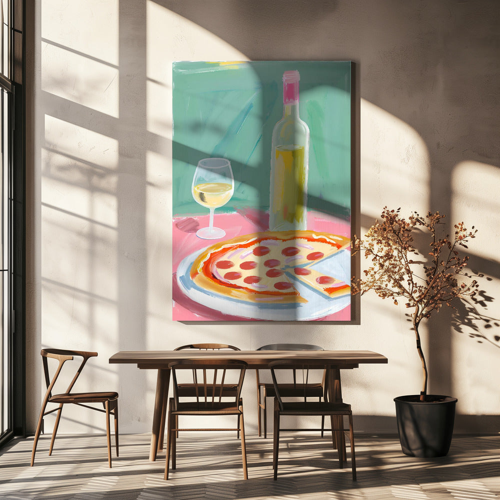 Pizza en wijn | Canvas