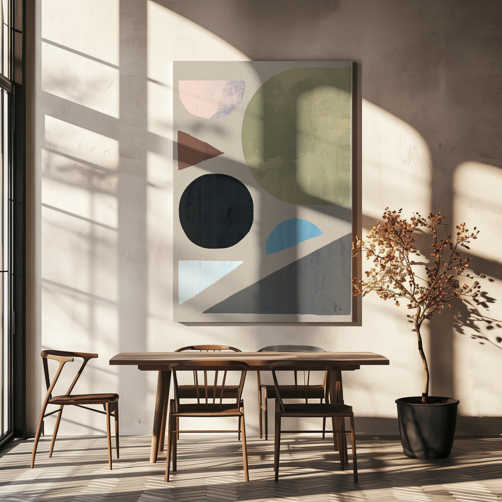 Abstracte vormen in gedempte tinten | Canvas