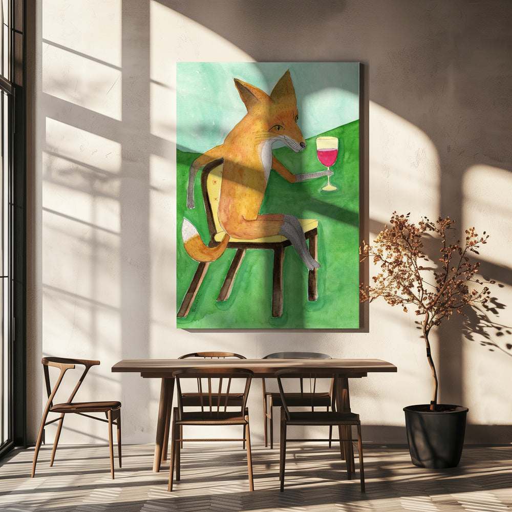 Meneer Vos drinkt rode wijn | Canvas