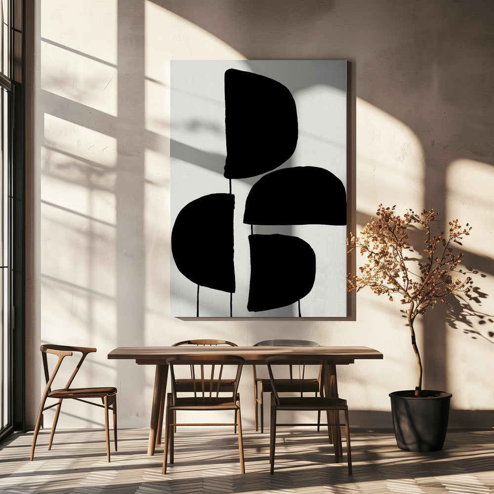 Minimalistische zwarte abstracte vormen | Canvas