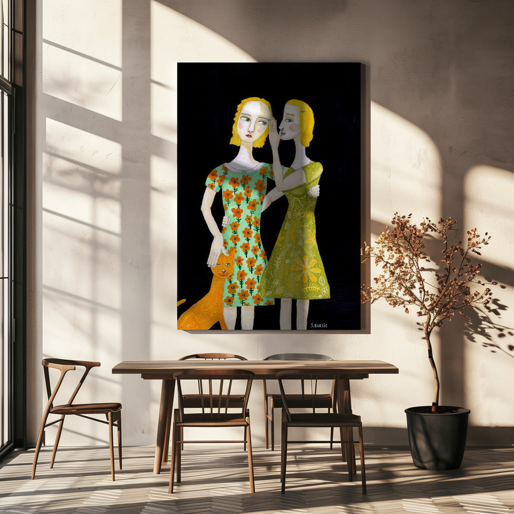 Best friends with their ginger cat | Canvas