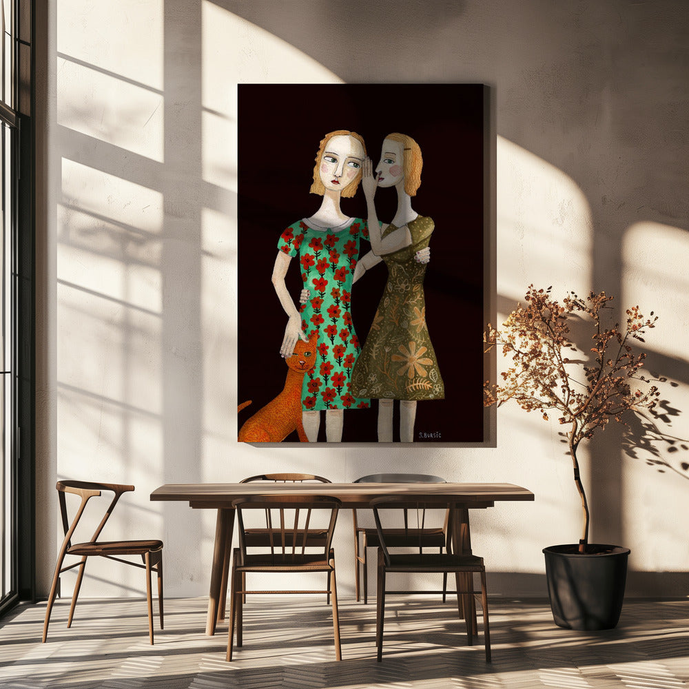 Best friends with their ginger cat | Canvas