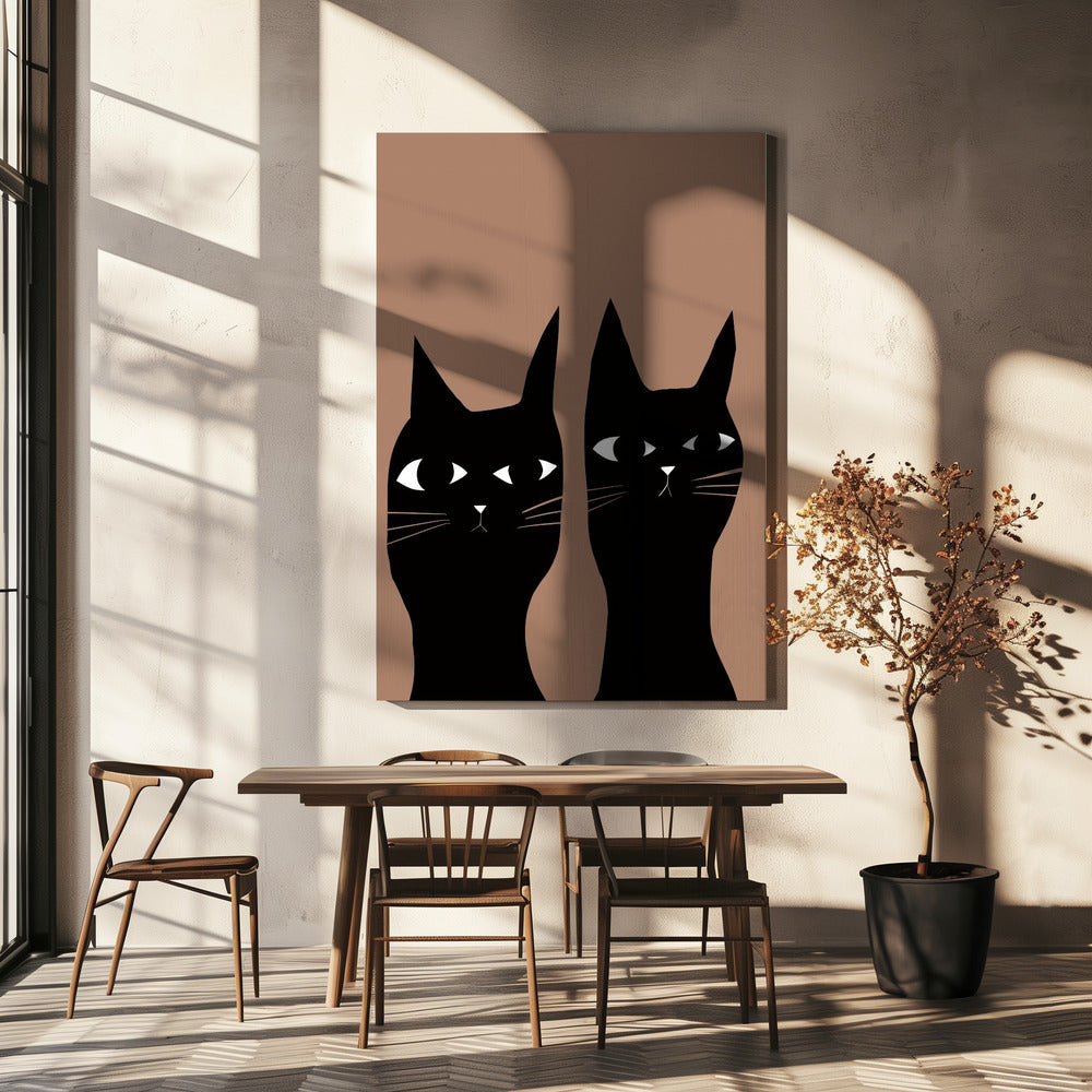 Twee zwarte katten | Canvas