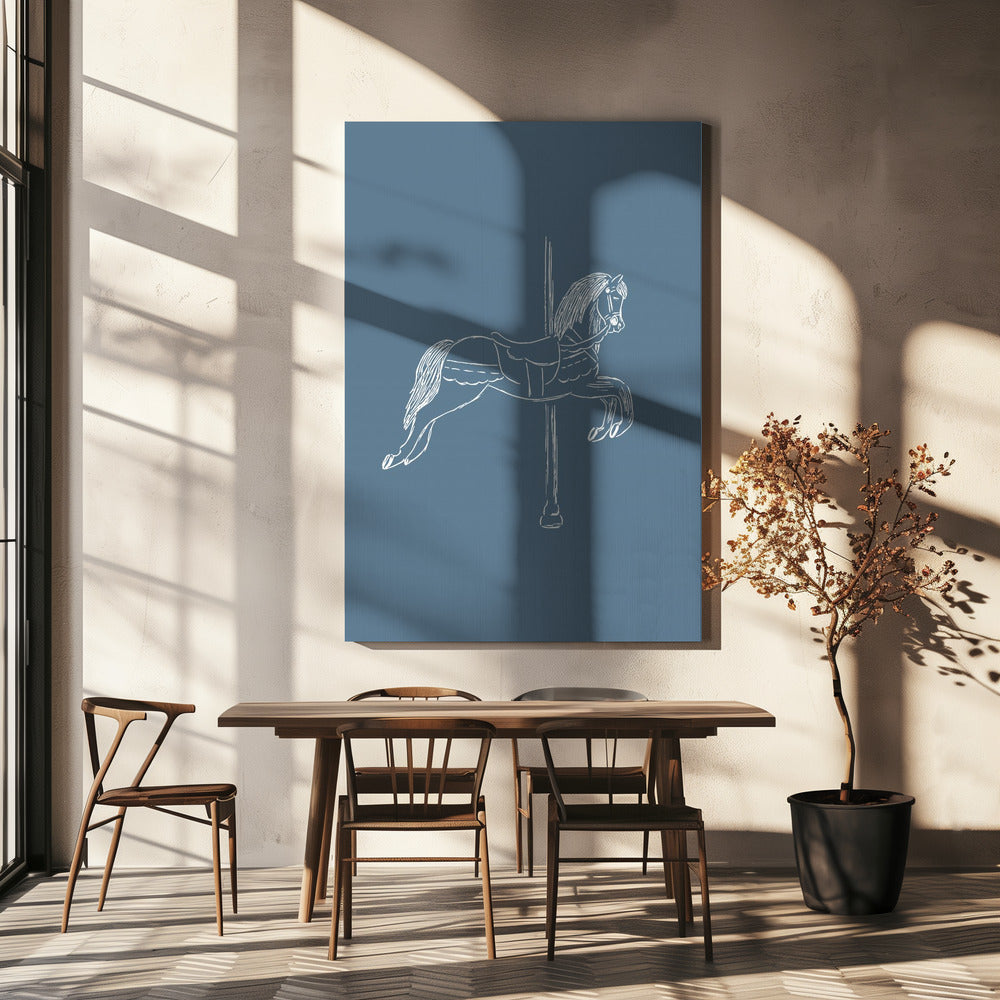 Circus Horse Vintage Blue | Canvas