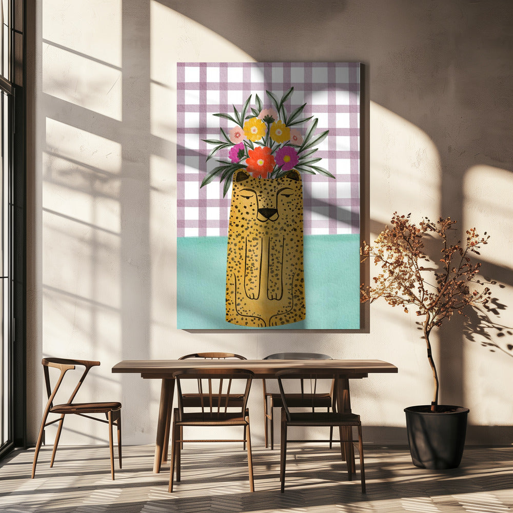 Luipaardvormige vaas met bloem | Canvas