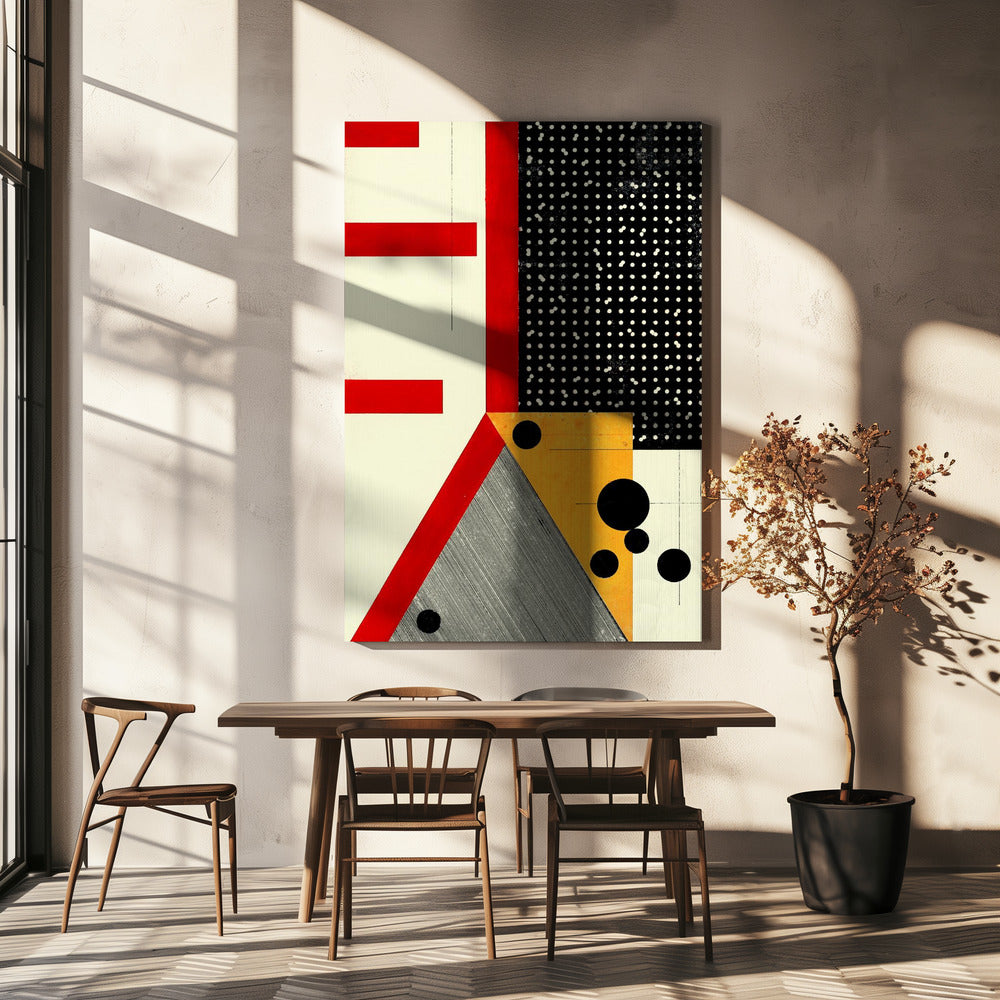 Dikke rode lijnen en zwarte stippen | Canvas