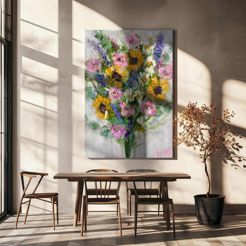 Levendige zonnebloemenboeket | Canvas