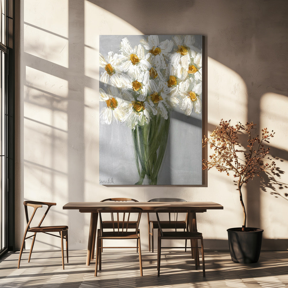 Delicaat boeket madeliefjes | Canvas