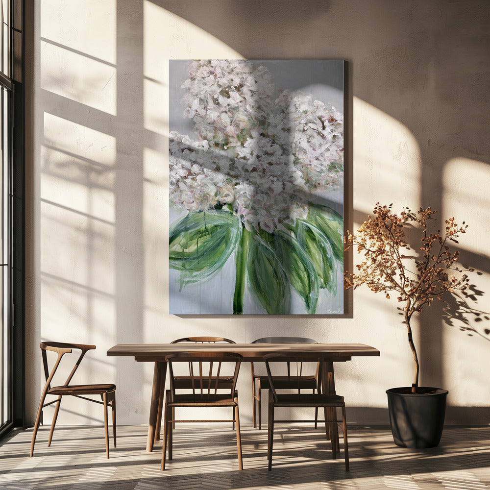 Witte hortensia bloei | Canvas