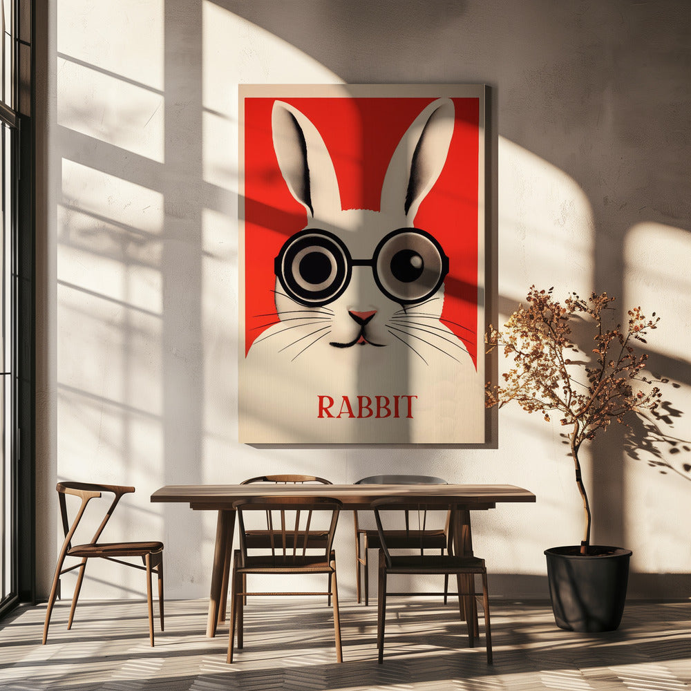 Konijn met oversized bril | Canvas