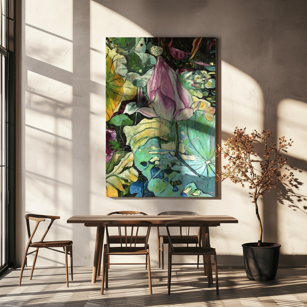 Weelderige Lotusvijver | Canvas