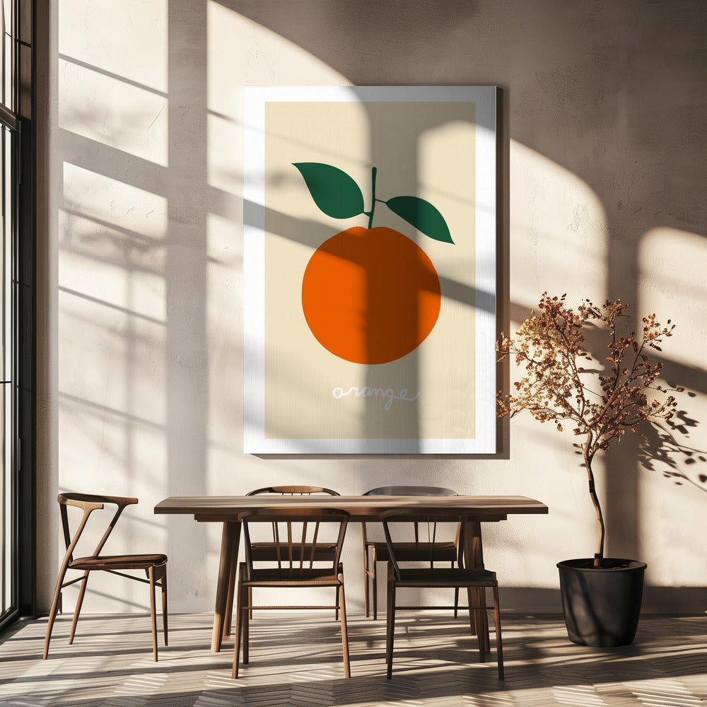 Gestileerd oranje met donkergroene bladeren | Canvas