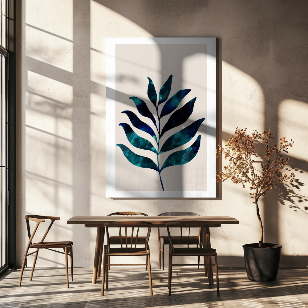 Botanisch ontwerp met donkerblauwe aquarel | Canvas
