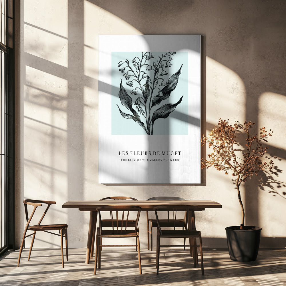 Lelietje-van-dalenbloemen in een monochrome illustratie | Canvas