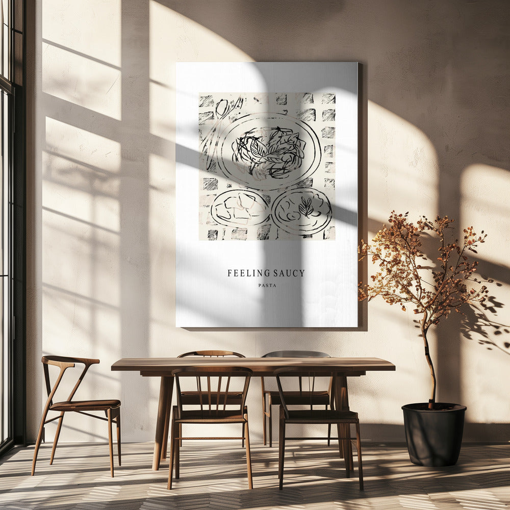 Illustratie van een pastagerecht | Canvas