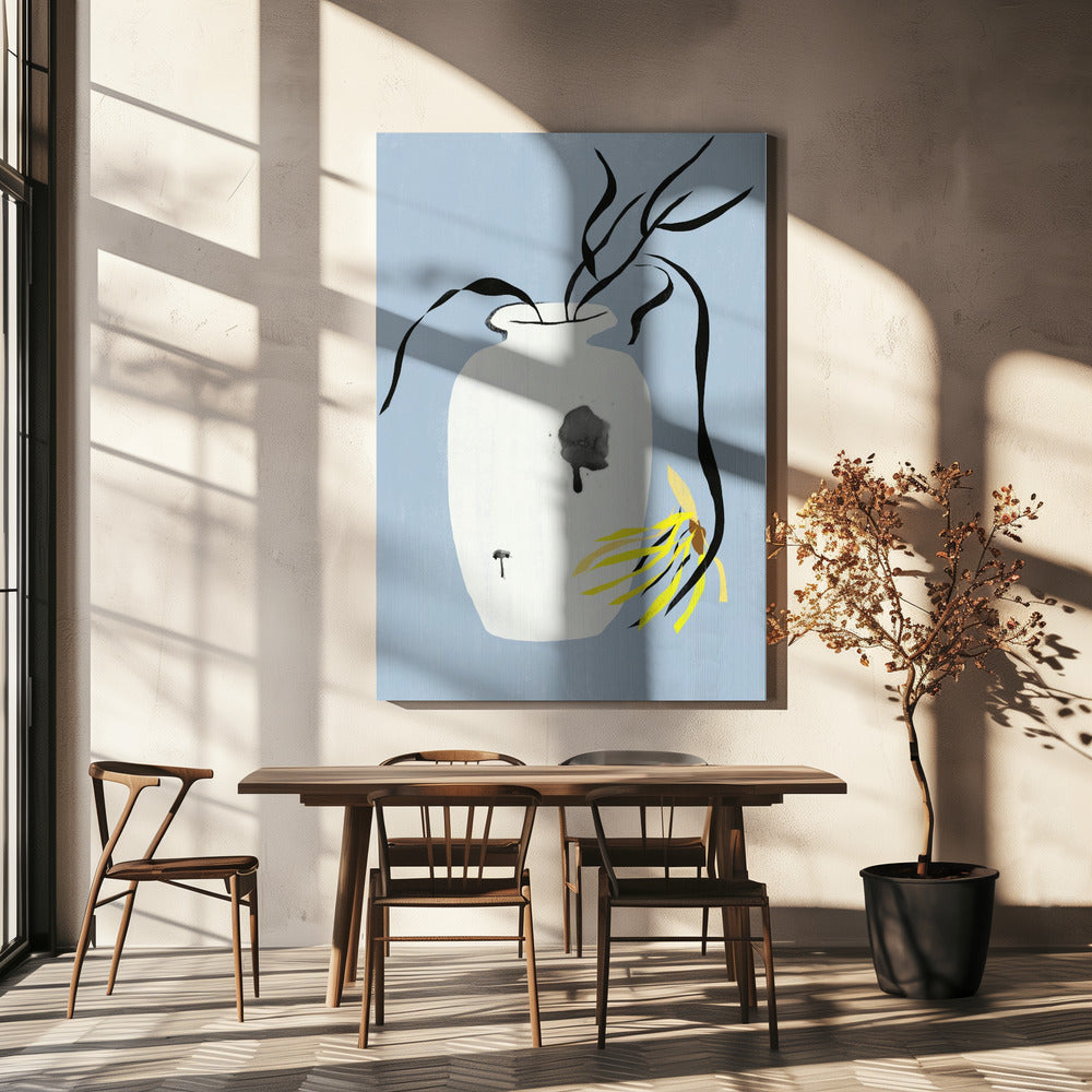 Vaas en verwelkte bloem | Canvas