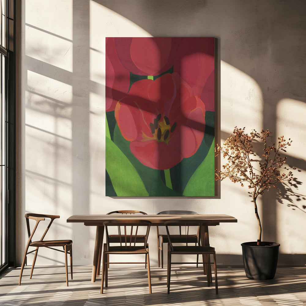 Licht Rood Tulpan | Canvas