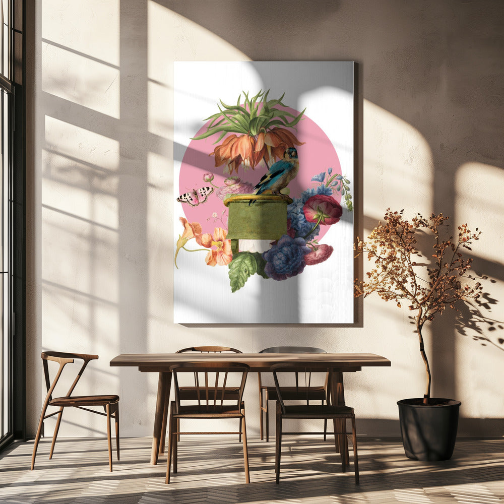 Kleurrijke vogel op een doos | Canvas