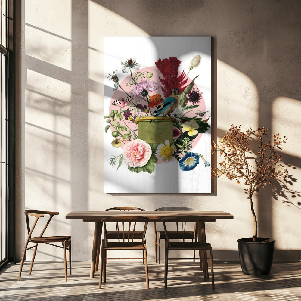 Kleurrijke vogel op een doos | Canvas