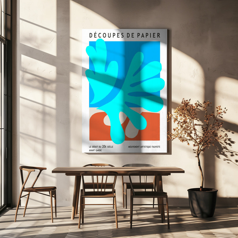 Organische vormen en levendige blauwe tinten | Canvas