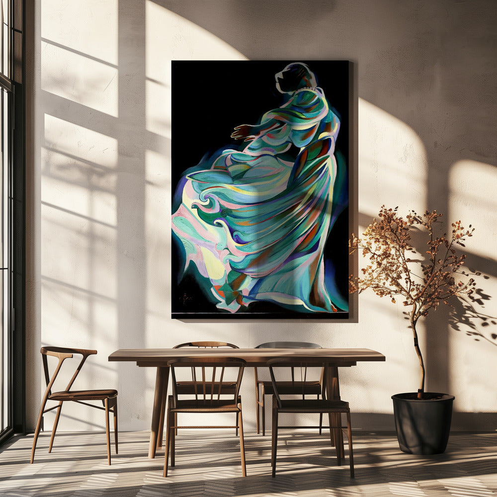 Abstracte afbeelding van een danser in beweging | Canvas