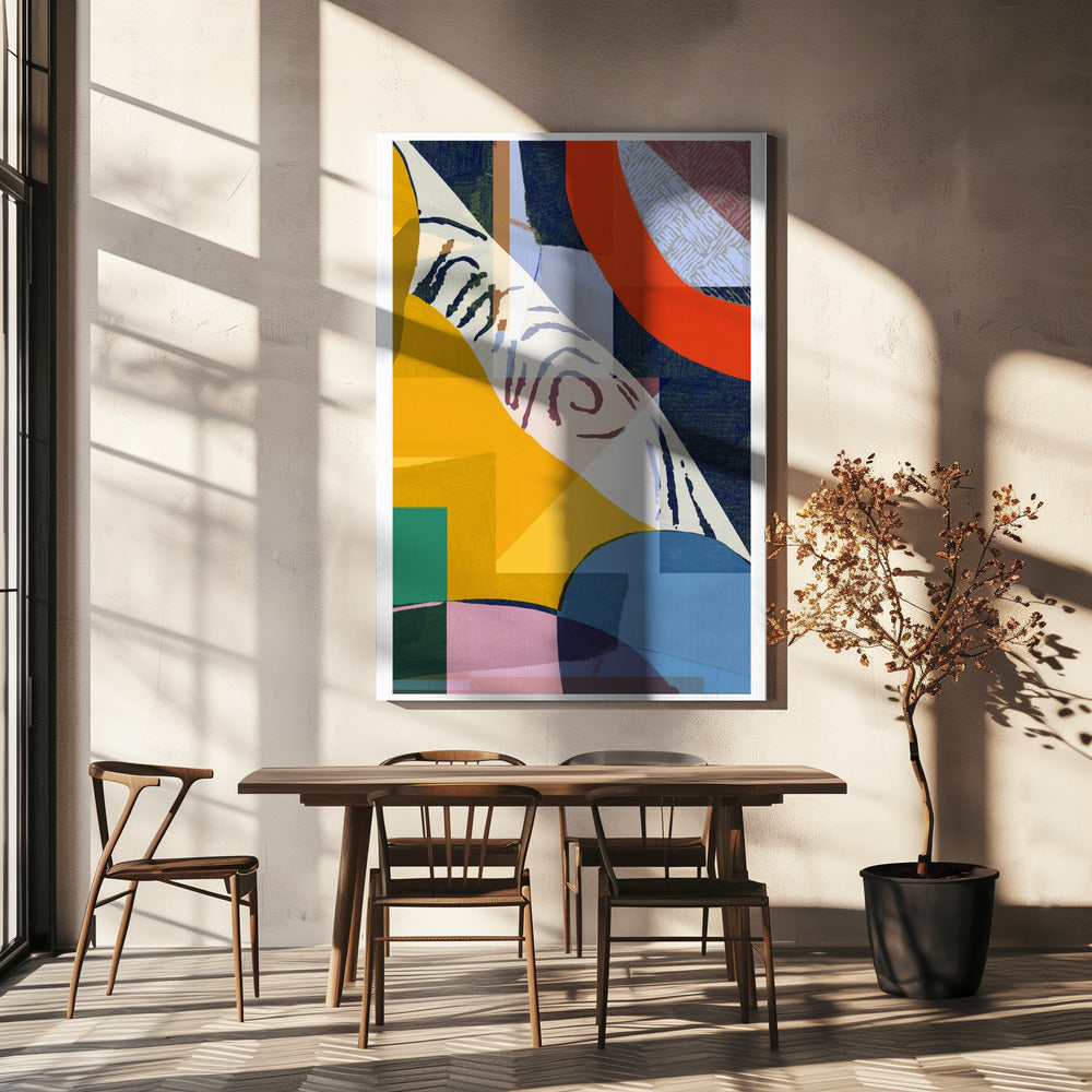 Levendige compositie van geometrische vormen | Canvas