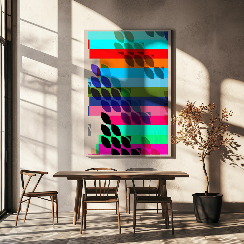 Levendige geometrische vormen en bladpatronen | Canvas