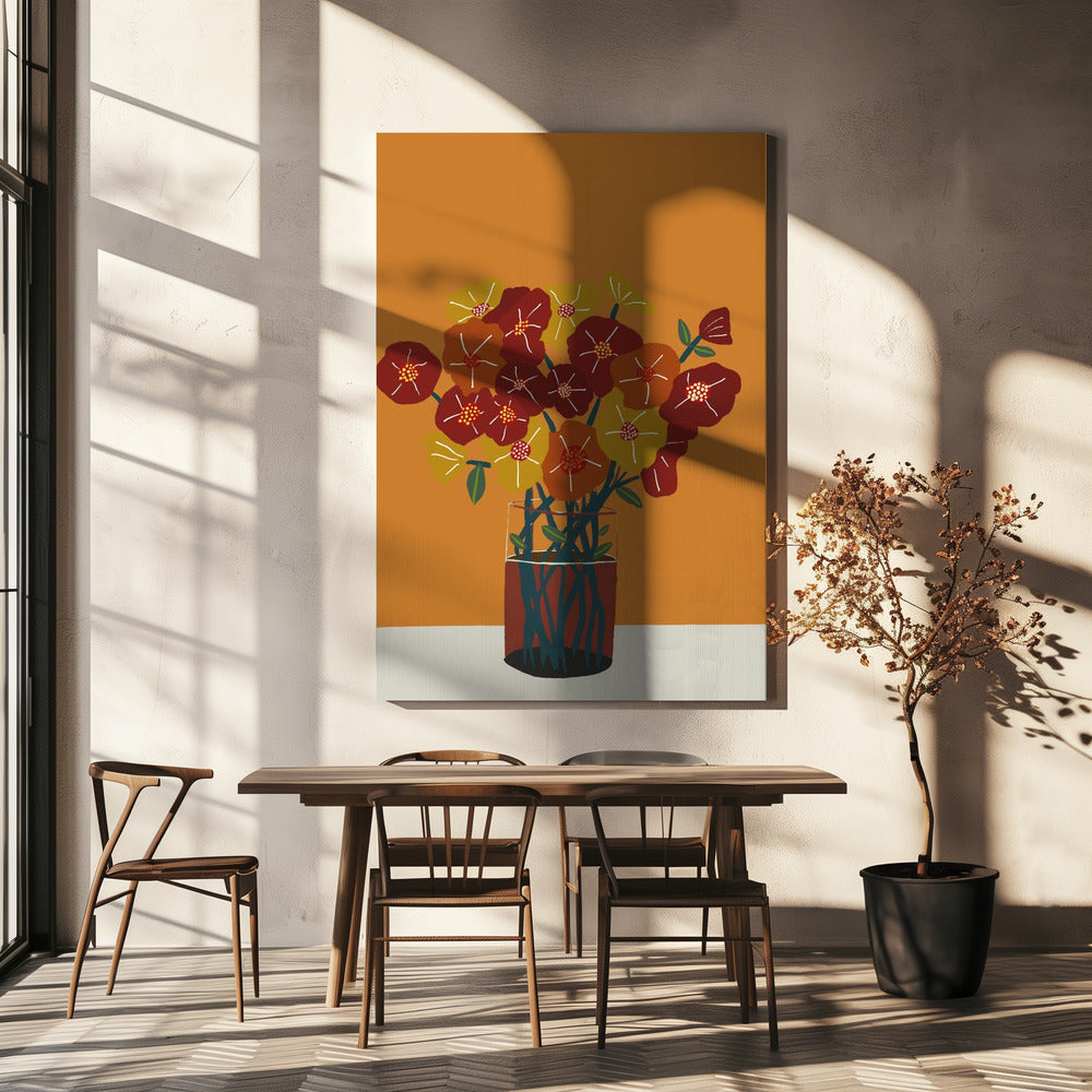 Bloemen in vaas | Canvas