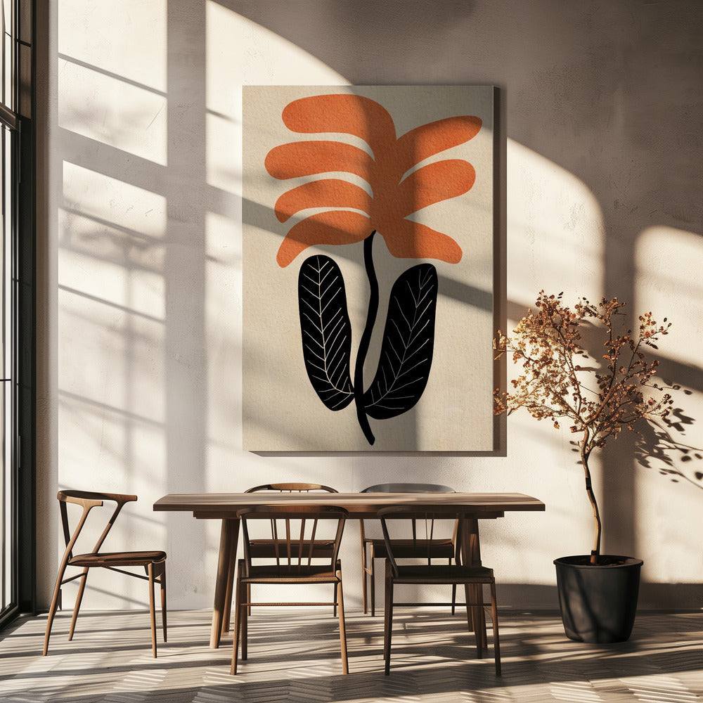 Oranje bloem | Canvas