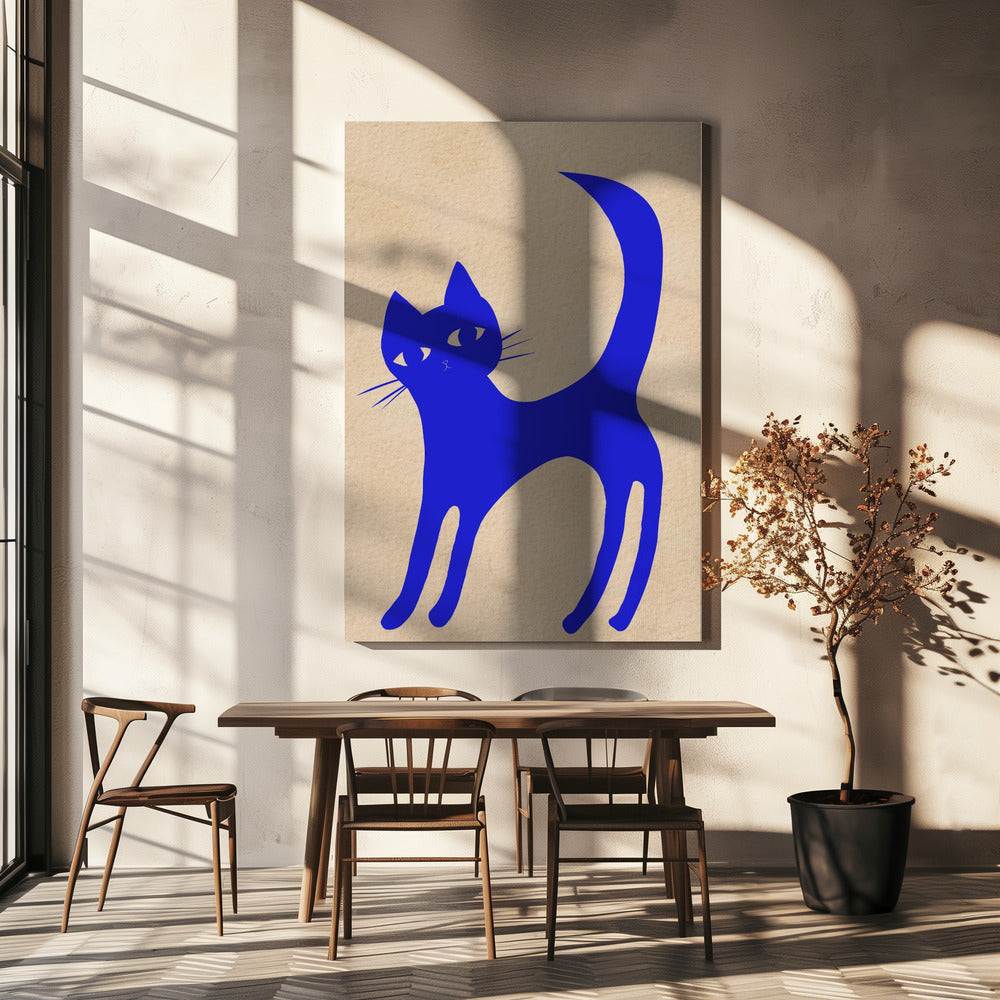 Lichtgevende BLAUWE kat | Canvas
