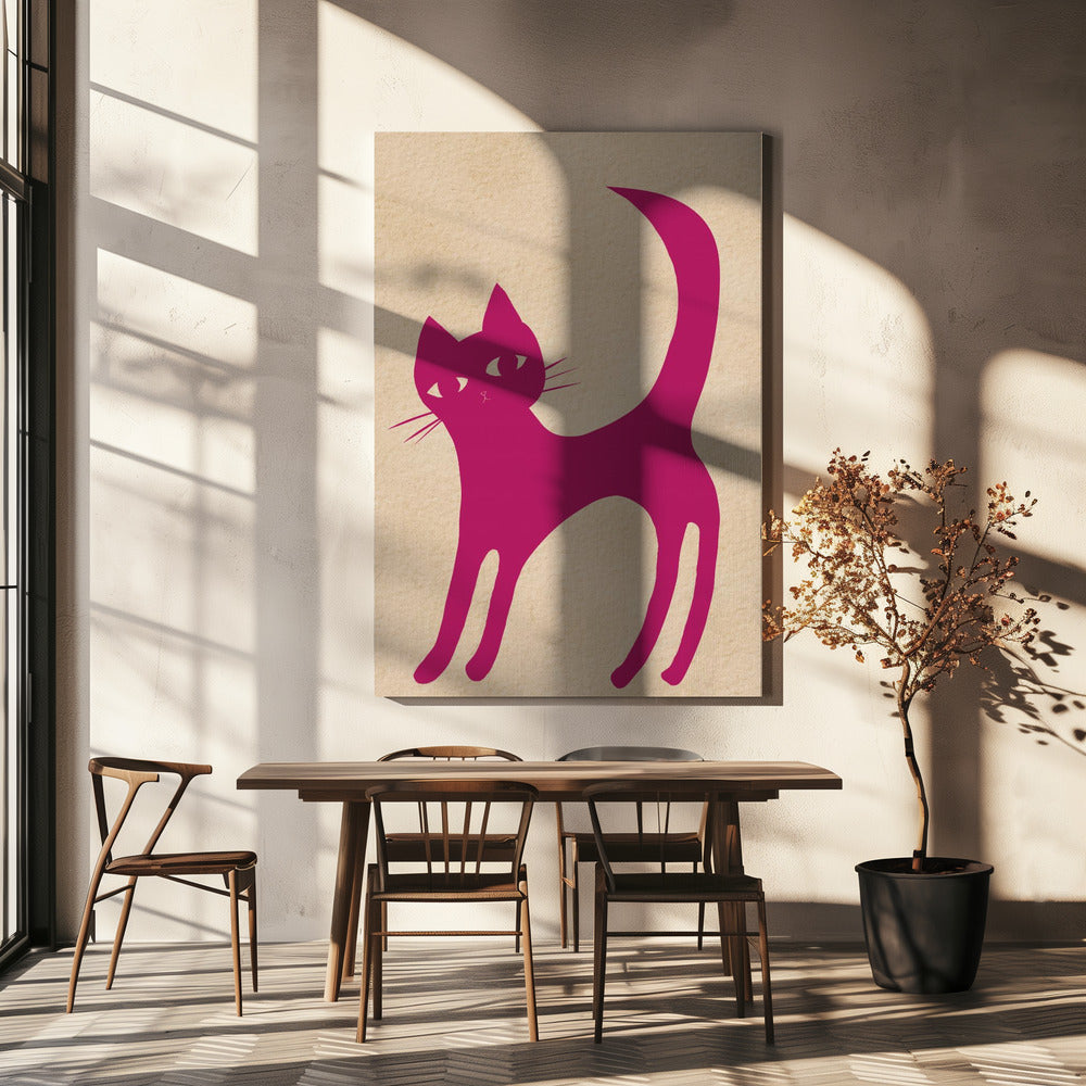 Roze kat | Canvas