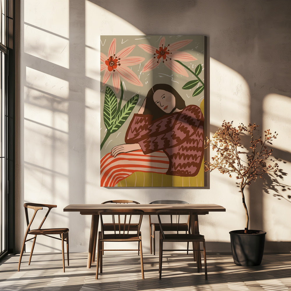 Zittende dame | Canvas