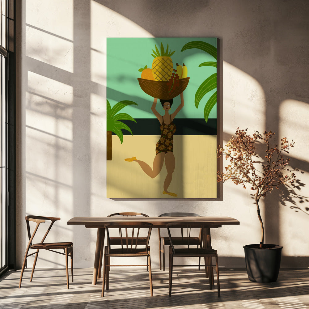 Tropisch fruit op het strand | Canvas