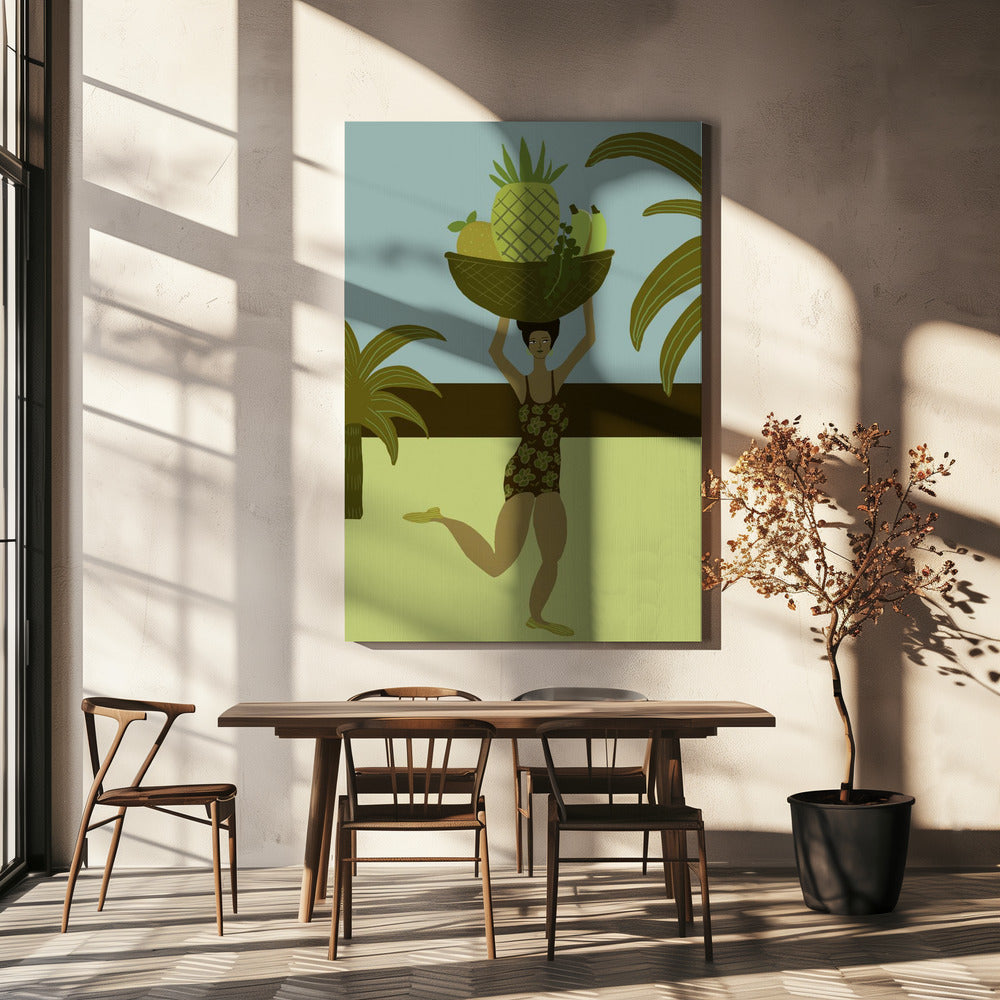 Tropisch fruit op het strand | Canvas