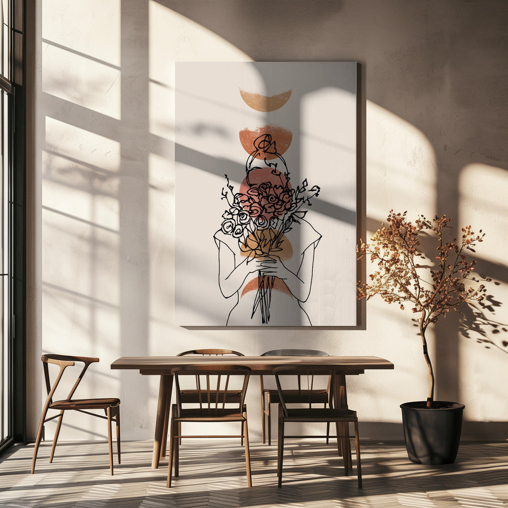Girl With Flower Bouquet | Canvas