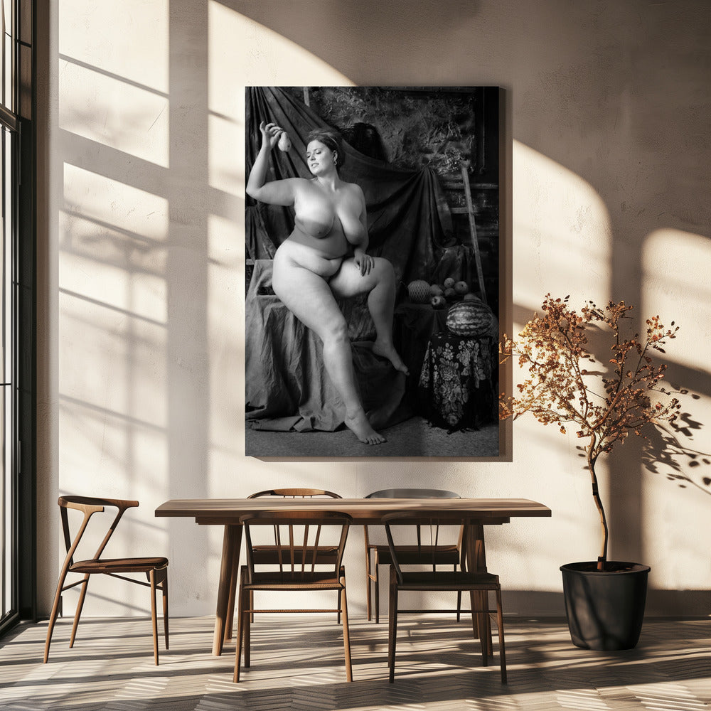 portret van een meisje met een peer | Canvas